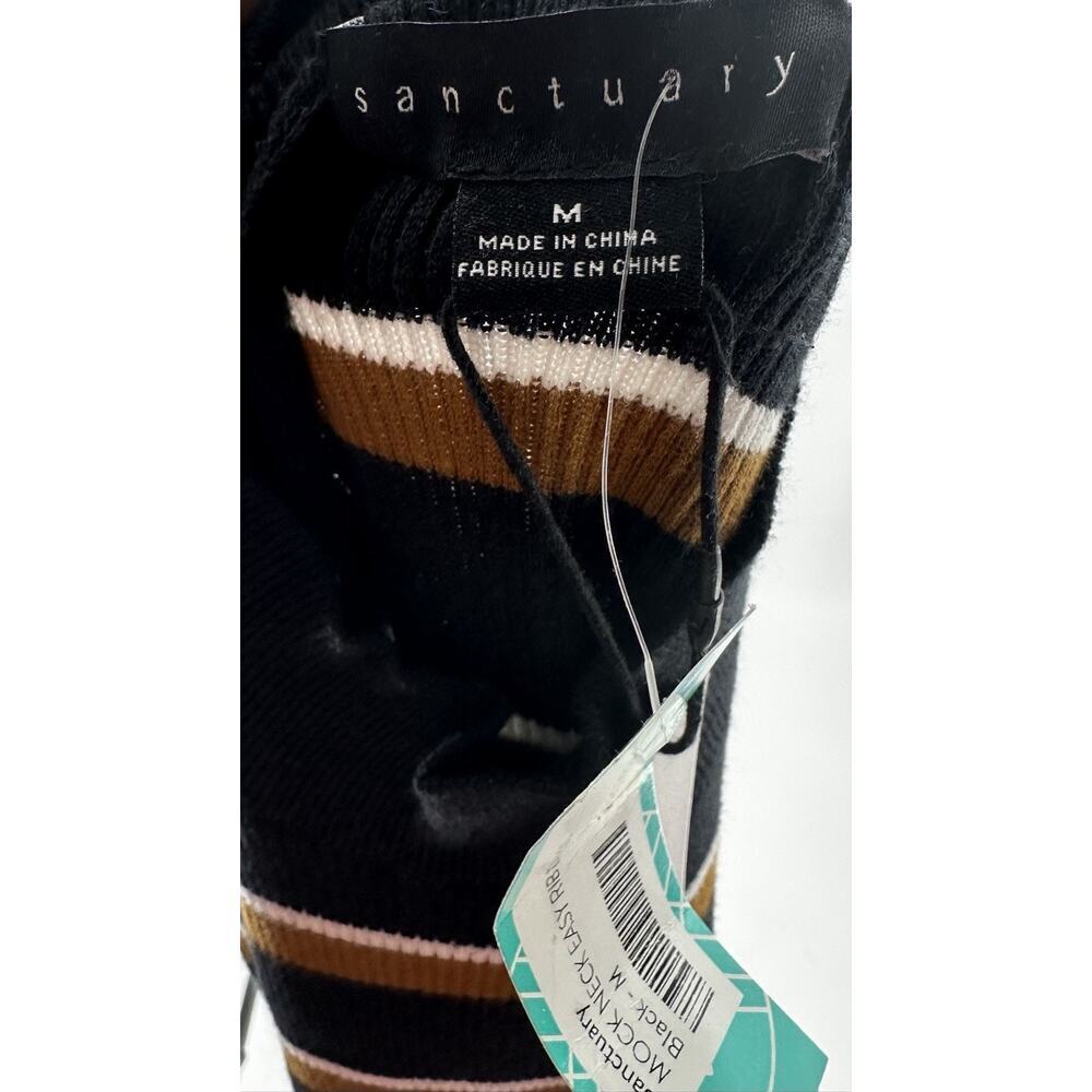 Sanctuary Mock Neck Stripe Rib Knit Midi Dress Black Brown White Size M NWT - Picture 8 of 10
